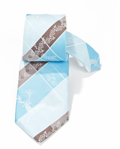 Krawatte mit Hirschmotiv und Ornamenten